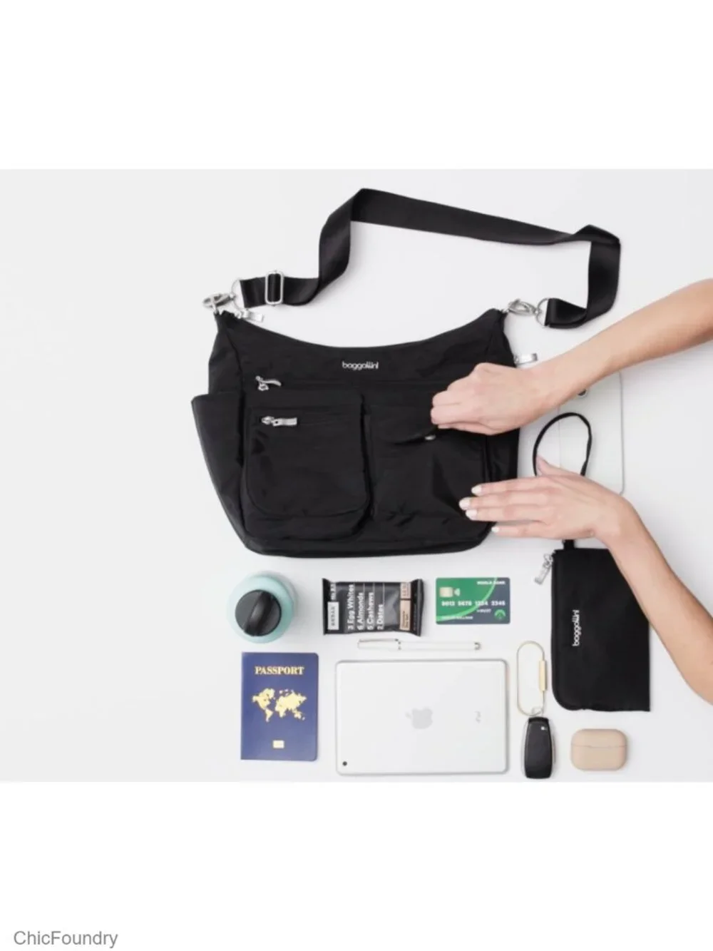 Nylon RFID Hobo Crossbody Bag Adjustable Strap Lightweight